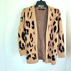 Fashion Leopard Cardigan Tan Sweater